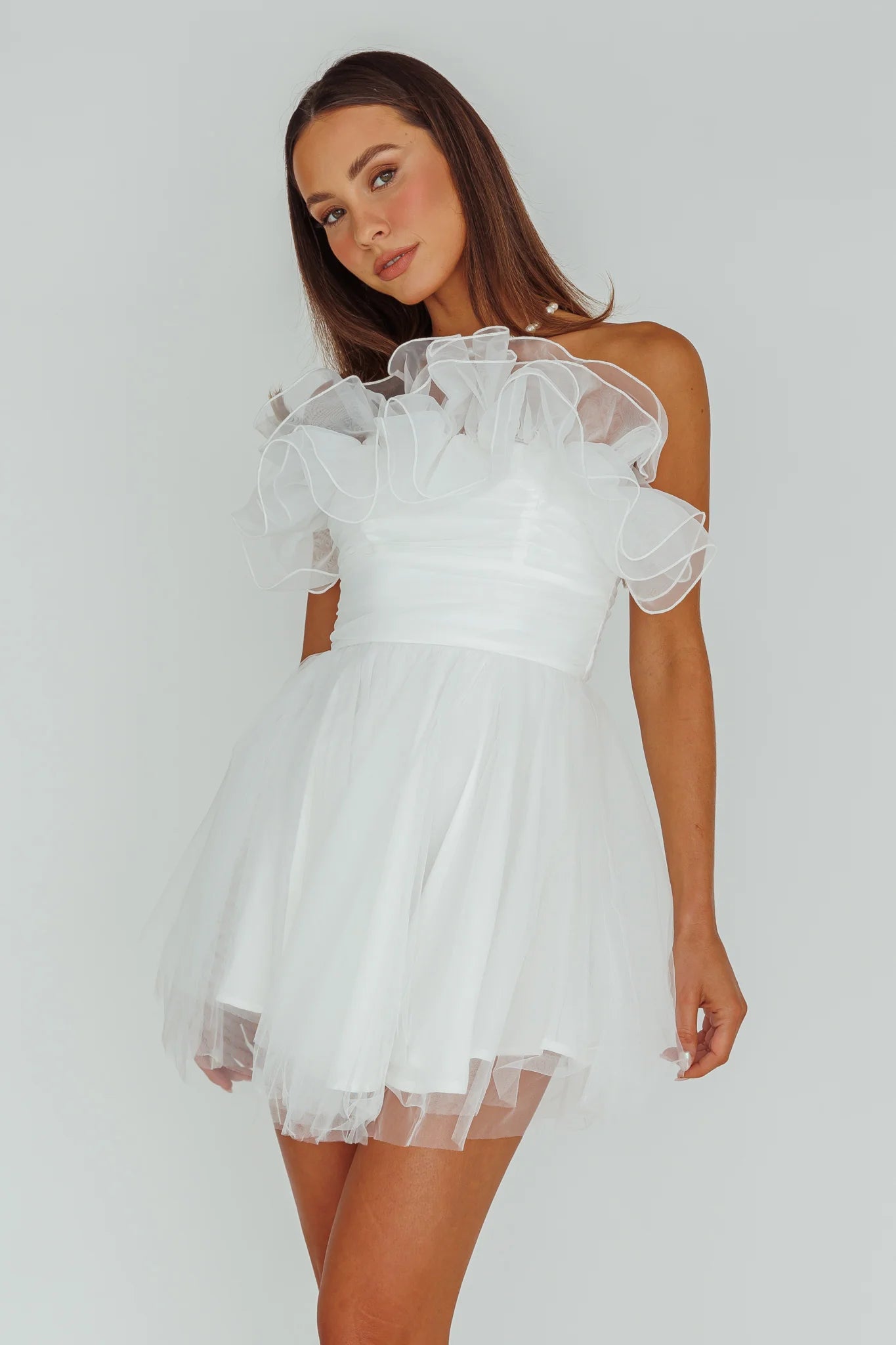 My Beloved Organza Frill Mini Homecoming Dress