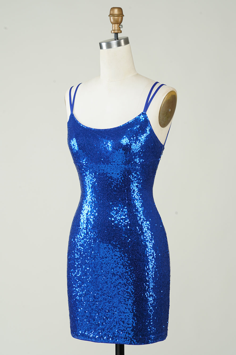 Royal Blue Tight Sequins Backless Homecoming Dress