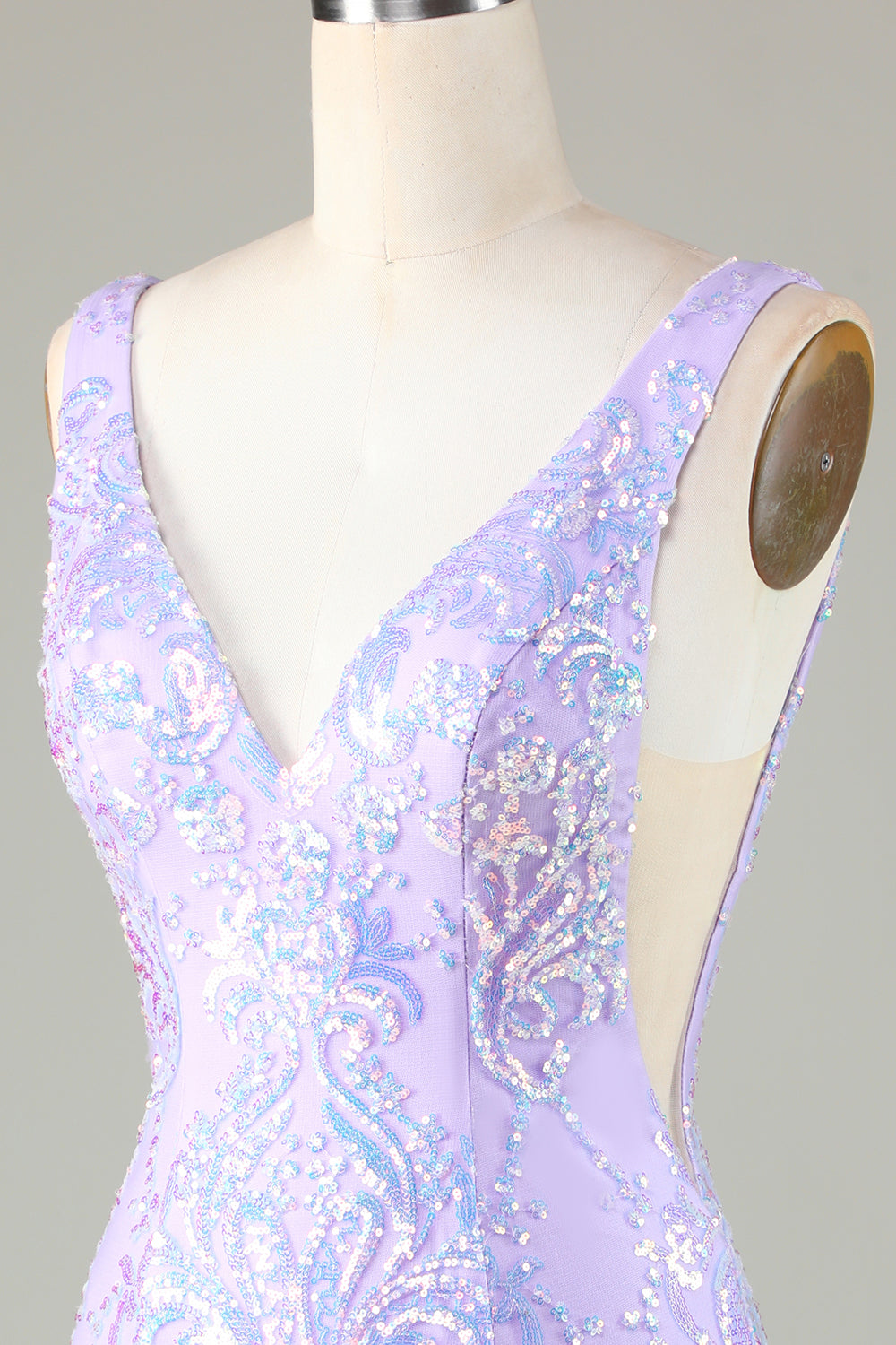 Lavender Sparkly Tight Homecoming Dress with Backless