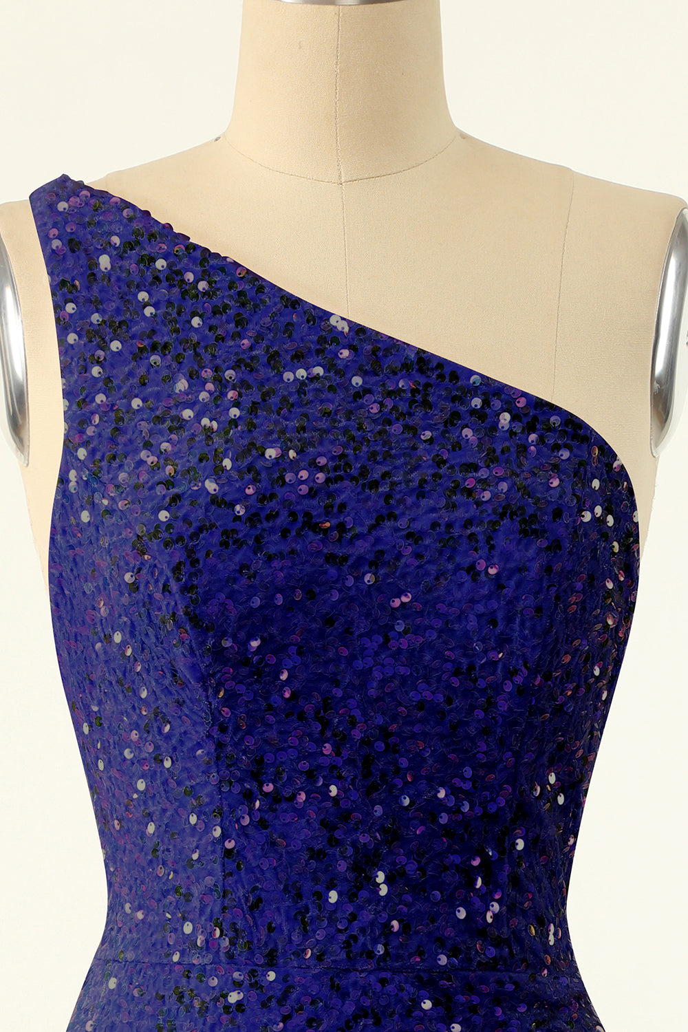 Royal Blue One Shoulder Sequins Tight Homecoming