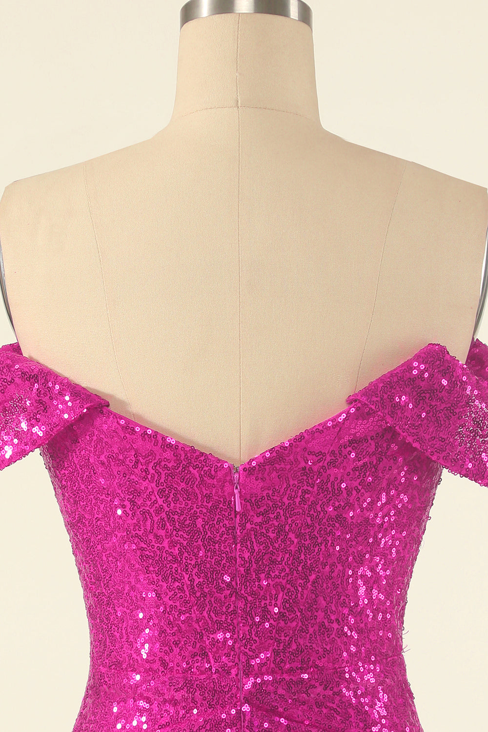 Fuchsia Off the Shoulder Sequins Tight Homecoming Dress