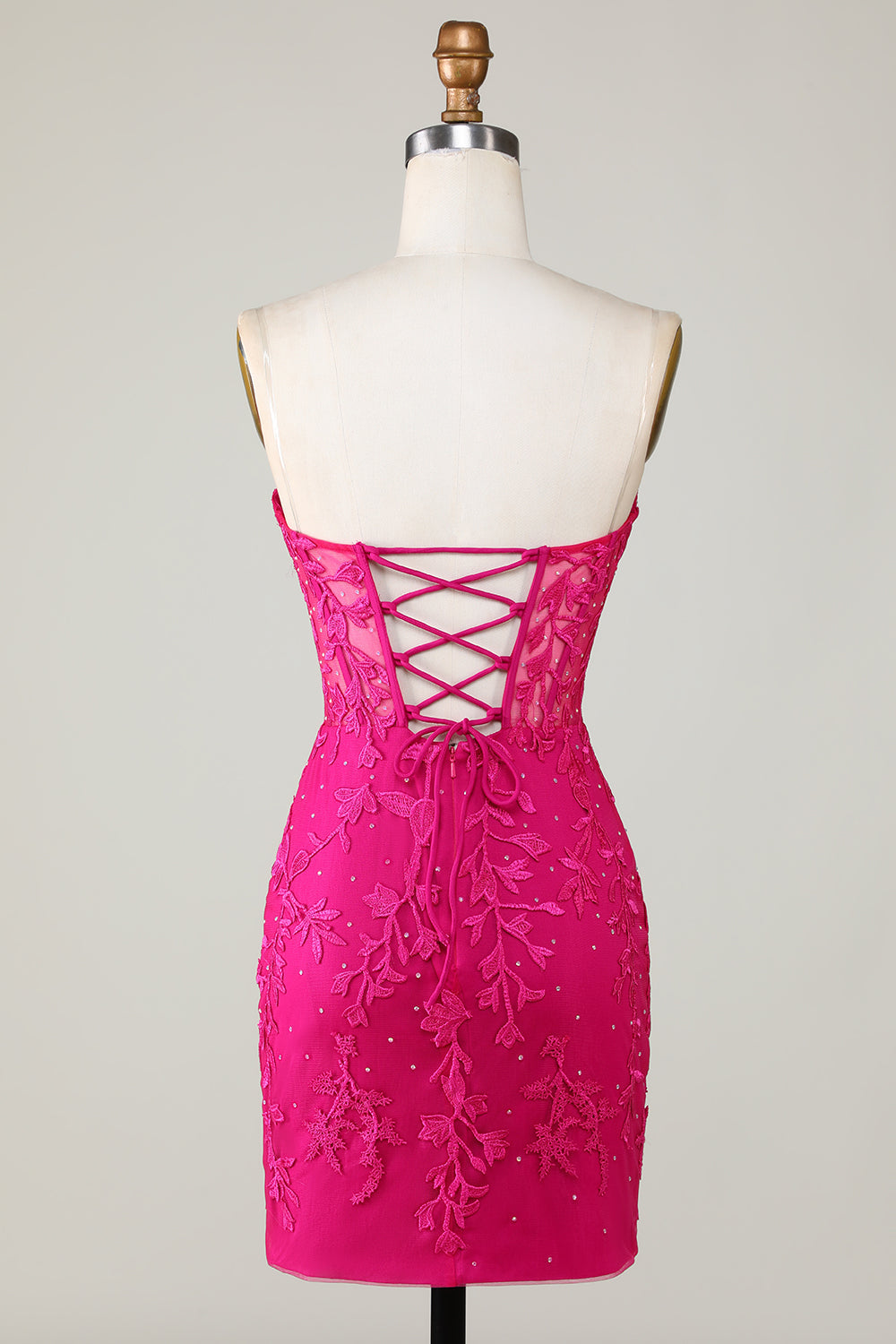 Bodycon Sweetheart Pink Corset Homecoming Dress with Appliques