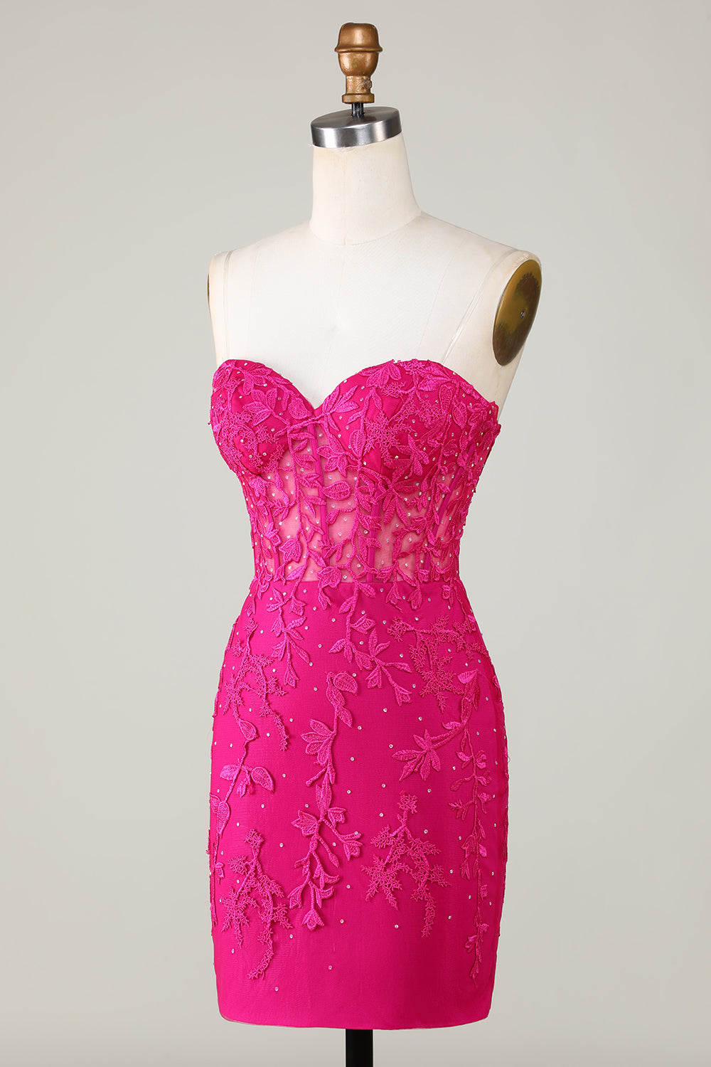 Bodycon Sweetheart Pink Corset Homecoming Dress with Appliques