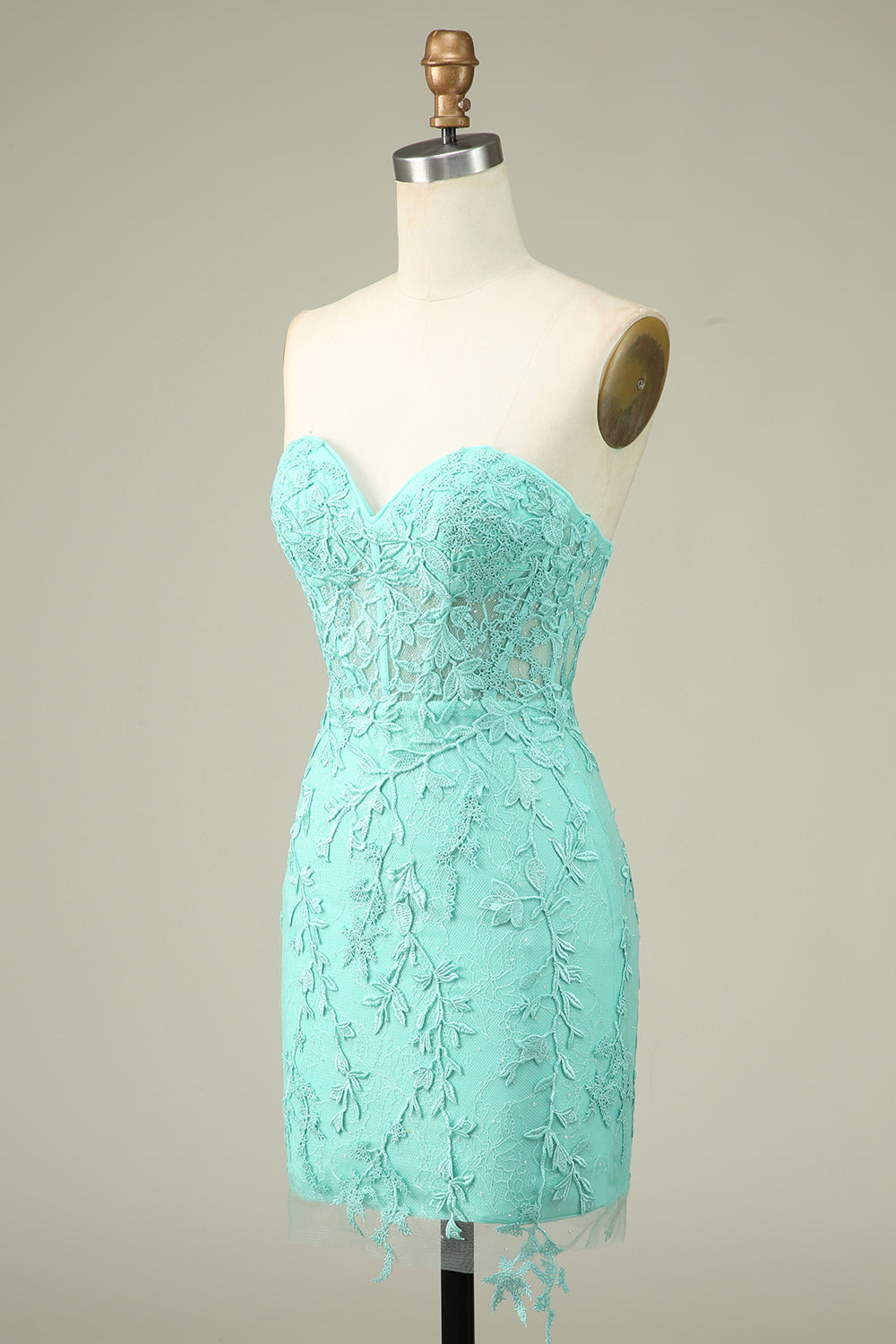 Bodycon Sweetheart Light Green Corset Homecoming Dress with Appliques