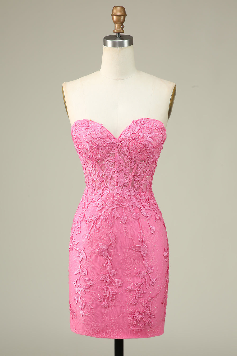 Bodycon Sweetheart Pink Corset Homecoming Dress with Appliques