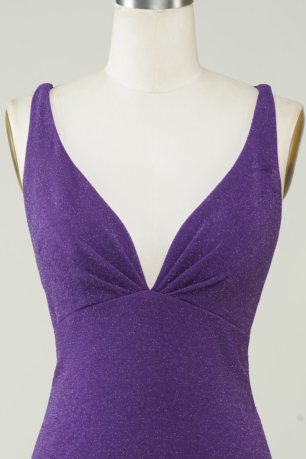 Stylish Deep V Neck Purple Short Homecoming Dress with Criss Cross Back