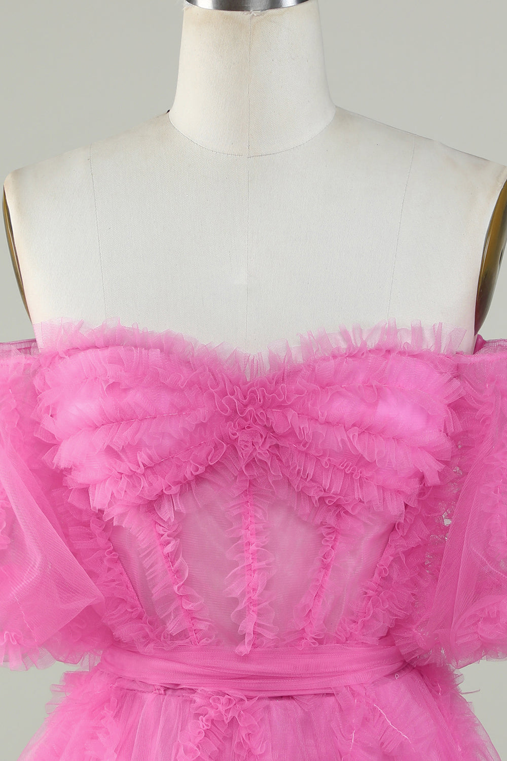 Cute A Line Off the Shoulder Pink Tulle Homecoming Dress