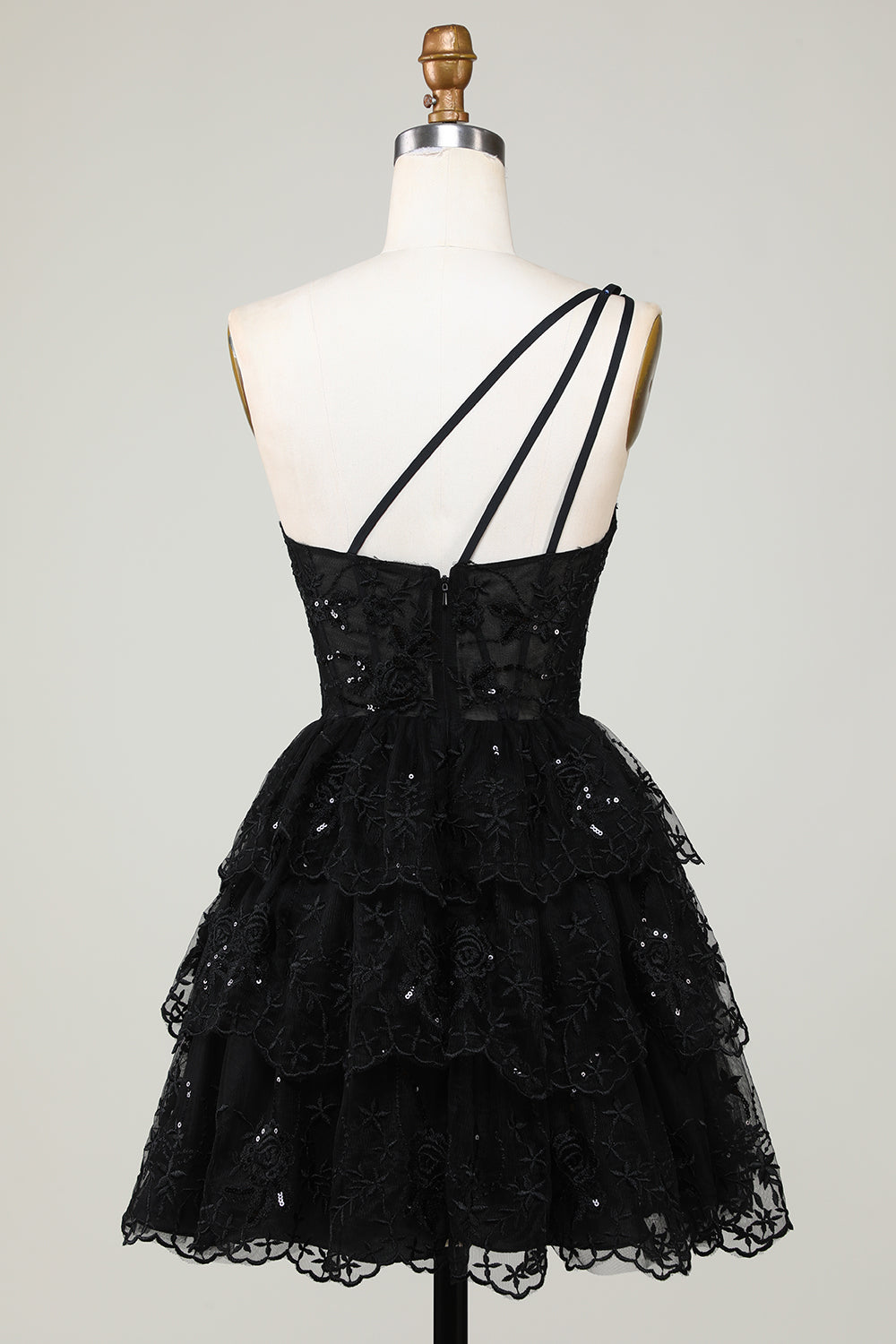 Gorgeous Black One Shoulder Homecoming Dress With Appliques