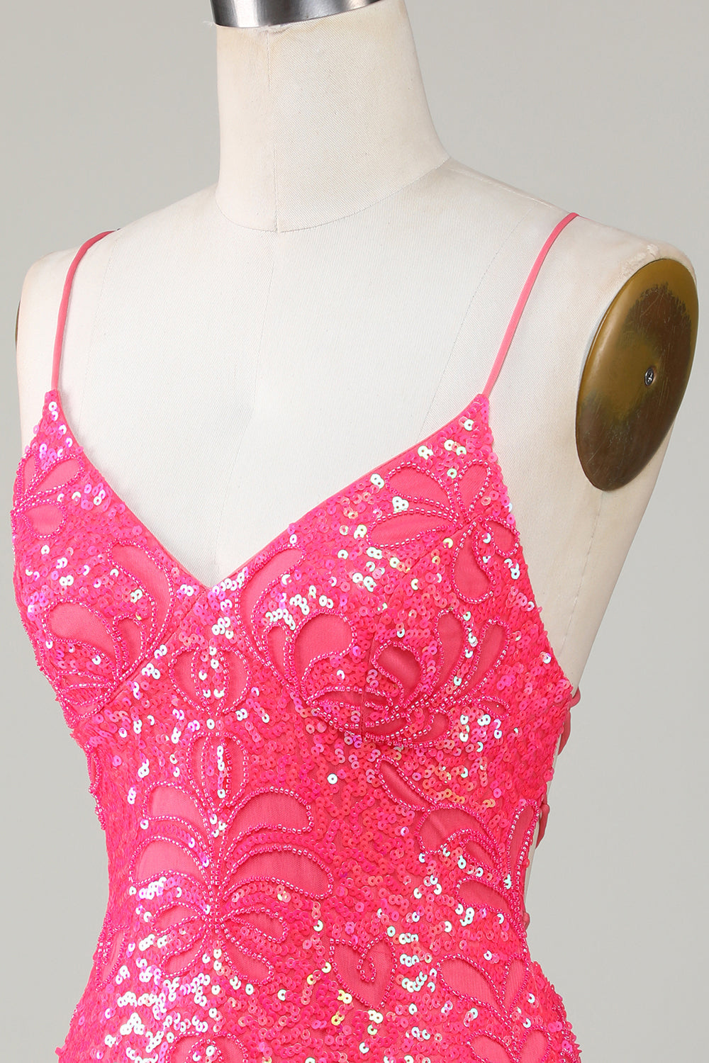 Sparkly Fuchsia Beaded Tight Short Homecoming Dress