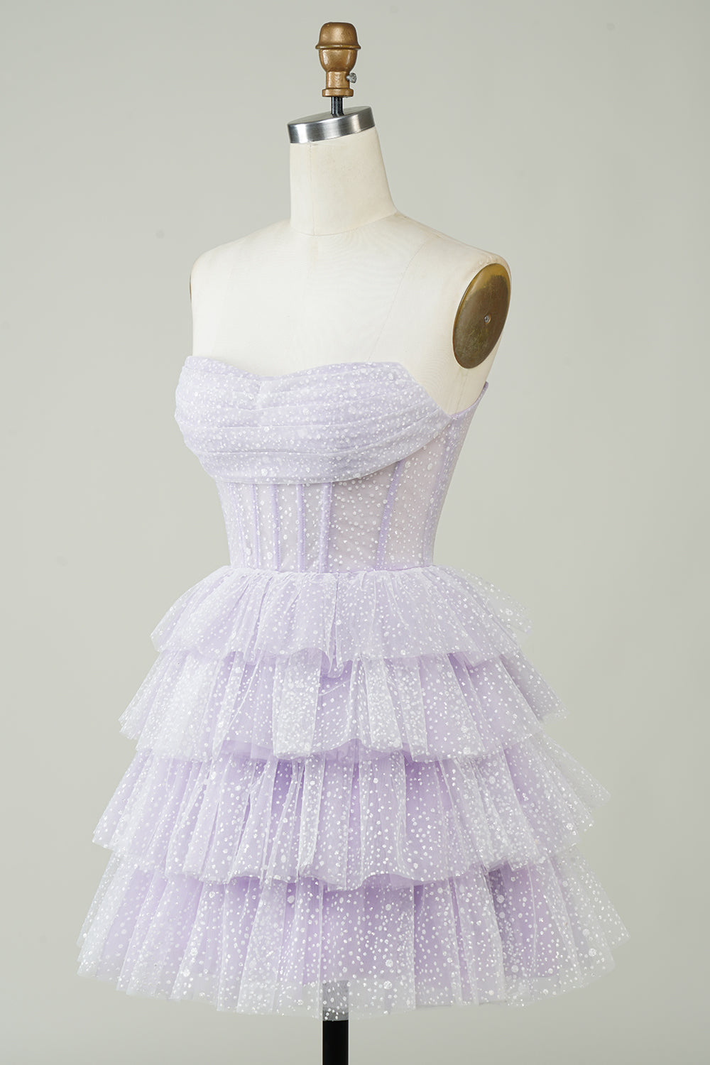 Sparkly Purple Corset Tiered Cute Homecoing Dress