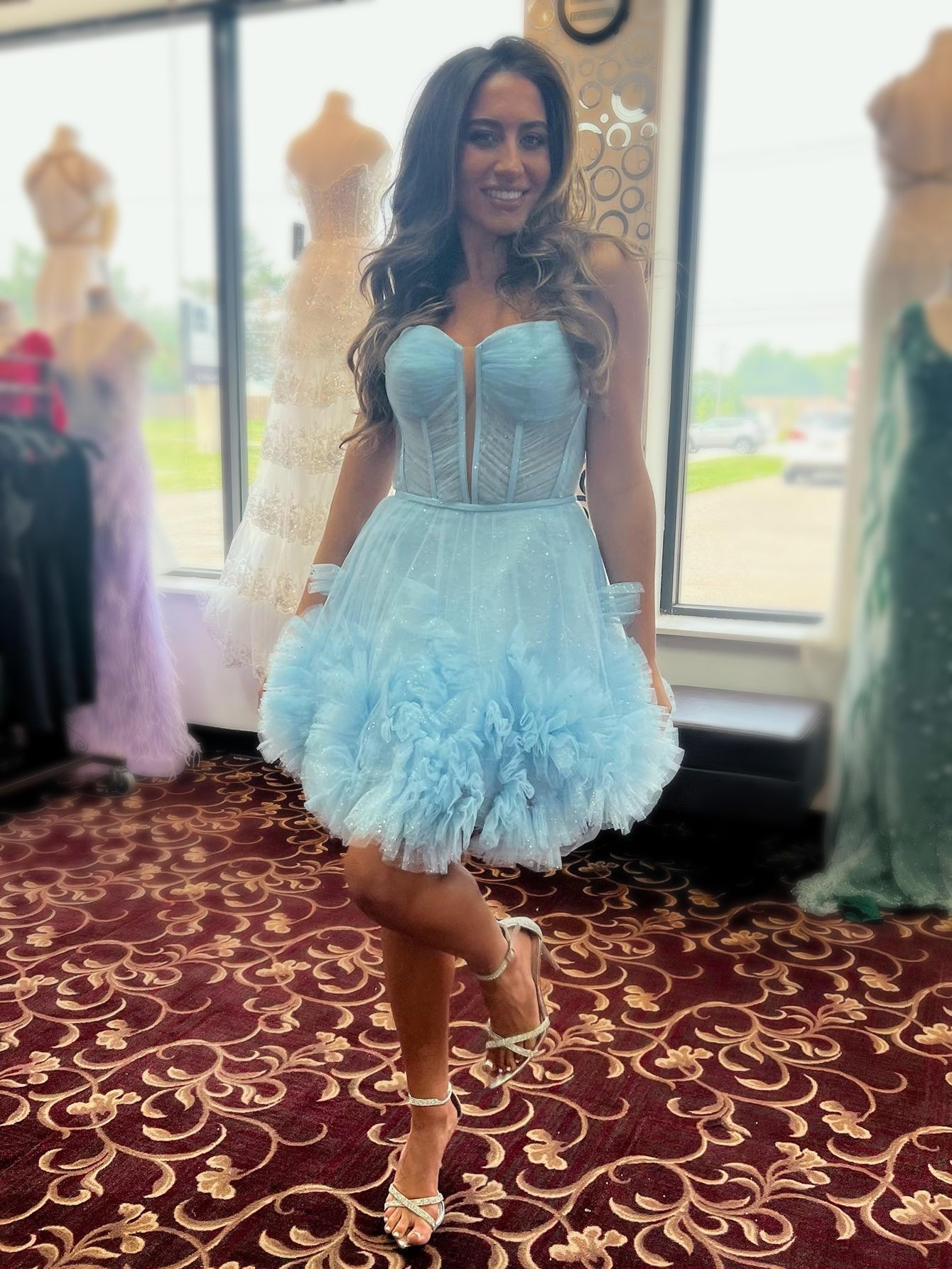 Yara |A-Line V Neck Short Tulle Homecoming Dress