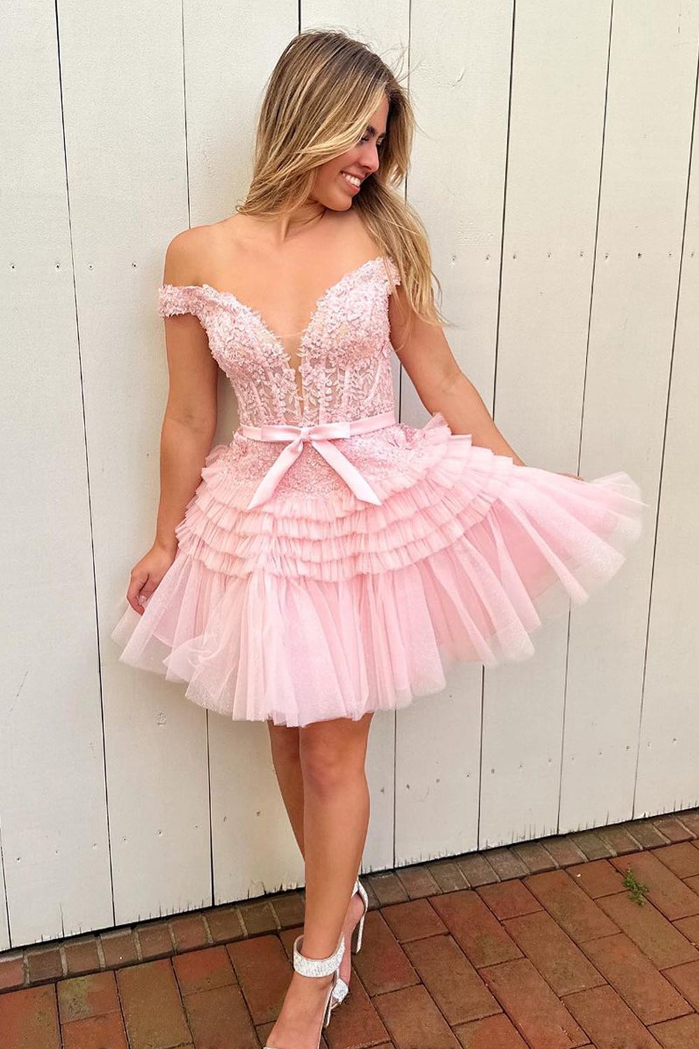 Sadie | A Line Tulle Tiered Short Homecoming Dress