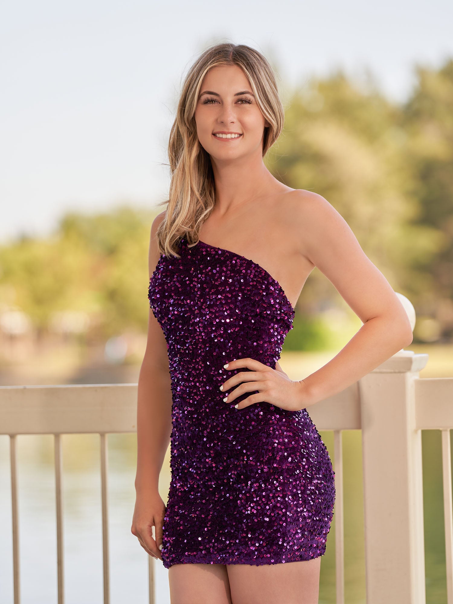 Linnea | Tight Sequins Black One Shoulder Homecoming Dress