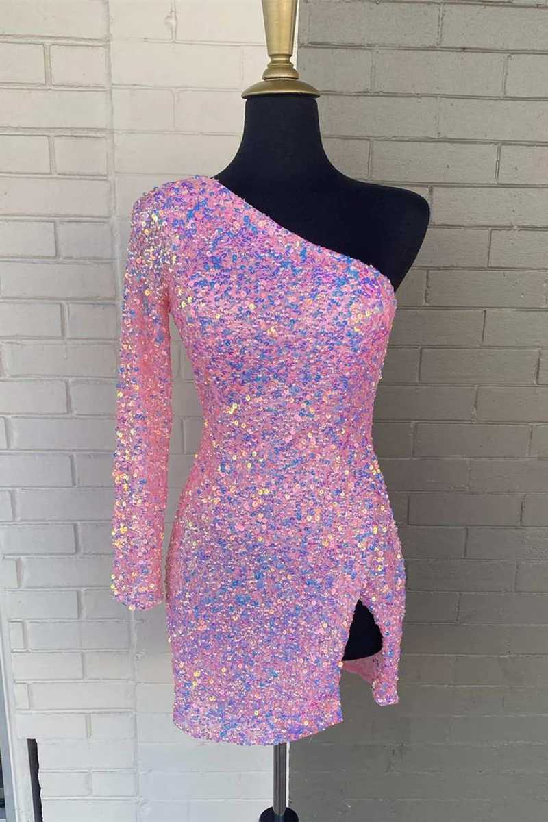 Gwendolyn |Bodycon One-Shoulder Sequins Homecoming Dress