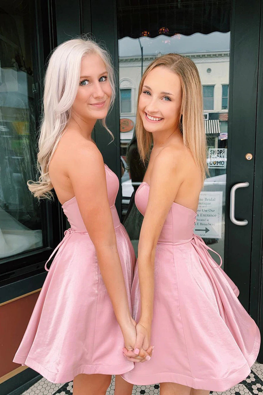 Wanda | Simple A-Line Strapless Pink Short Homecoming Dresses