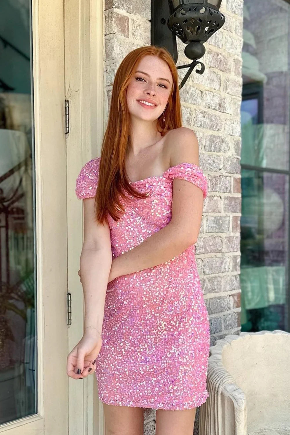 Sunniva | Sparkly Pink Sequins Tight Short Homecoming Dress