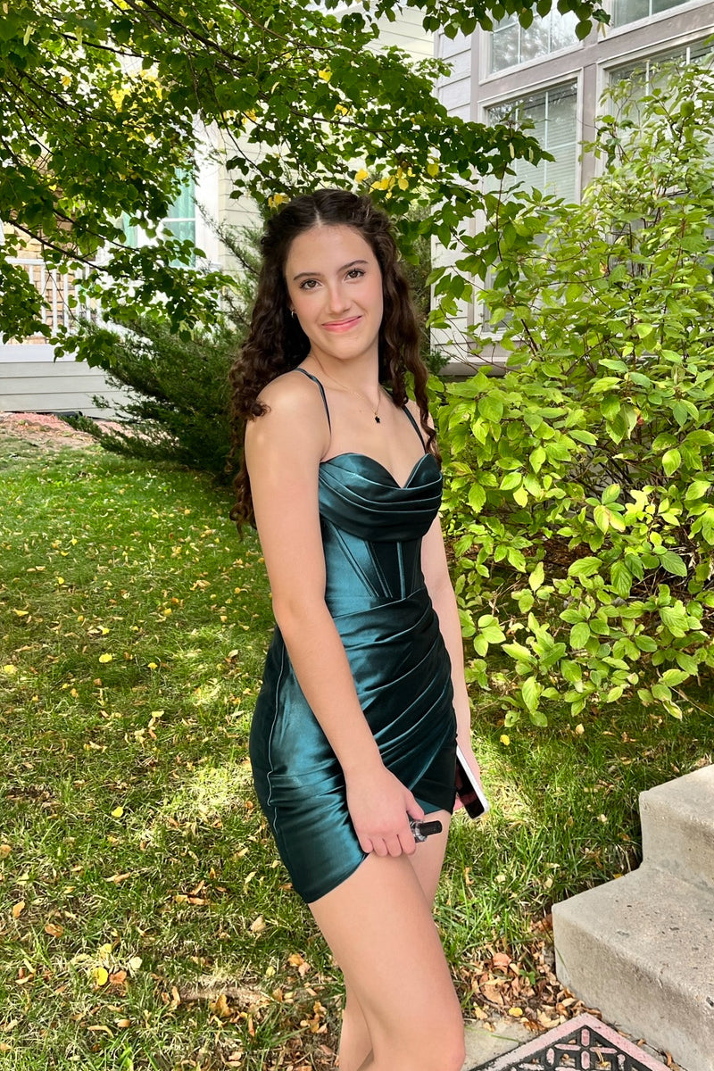 Nevaeh |Sheath Spaghetti Straps Satin Homecoming Dress