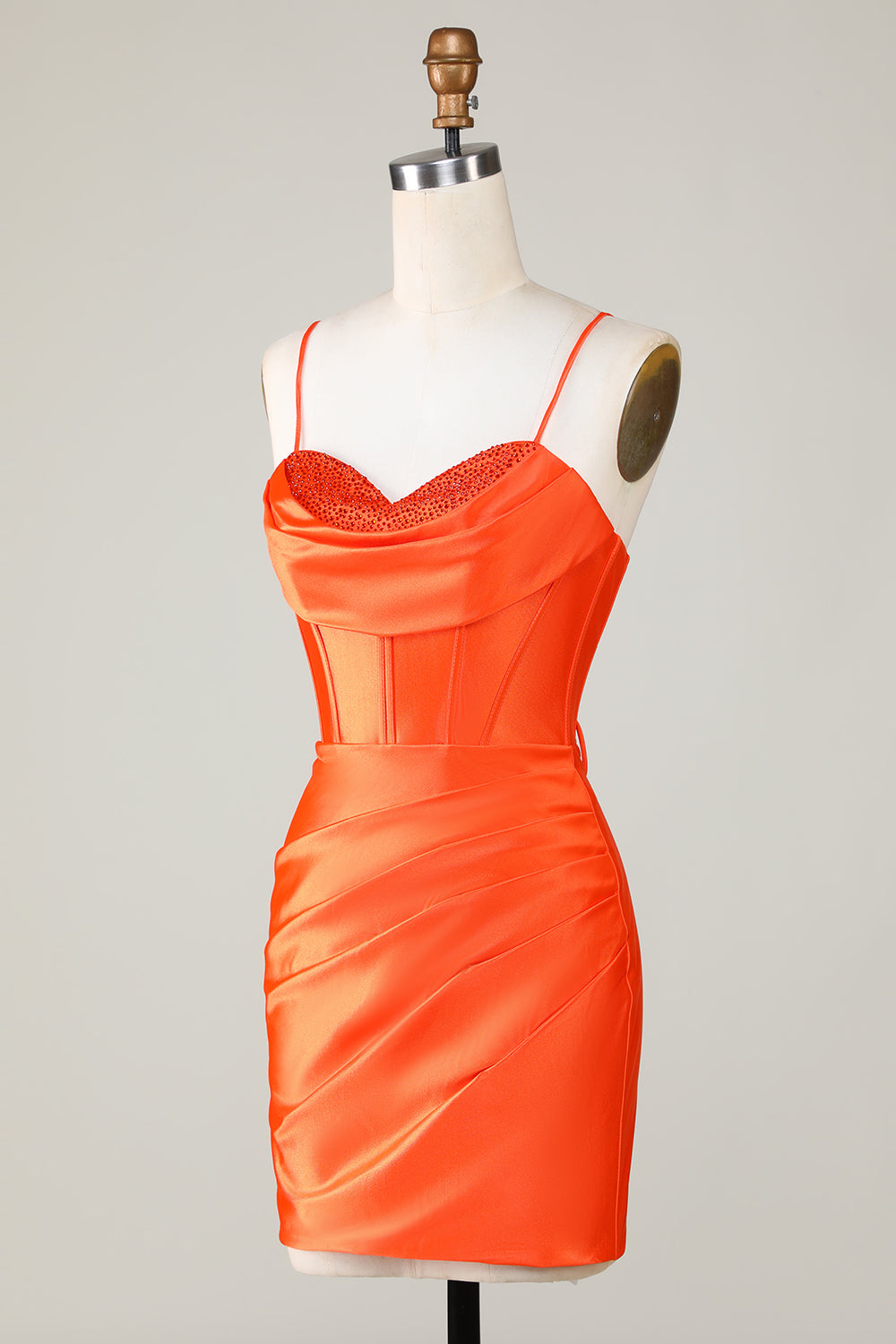 Sparkly Orange Beaded Corset Tight Short Homecoming Dress