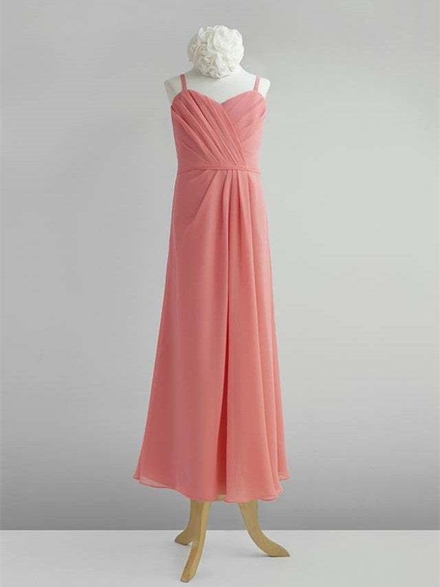 Simple Chiffon Spaghetti Straps Neckline Floor-length A-line Bridesmaid Dresses BD025