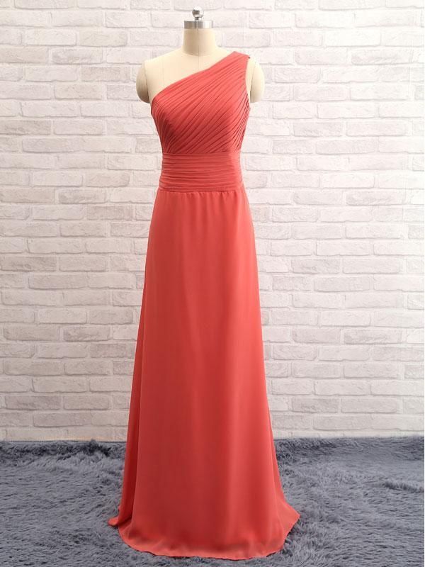 A-line Asymmetric Sweep Train Chiffon Simple Bridesmaid Dresses ABC00018