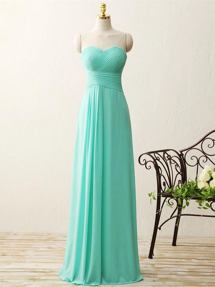 A-line Sweetheart Floor-Length Chiffon Simple Mint Bridesmaid Dresses ABC00020