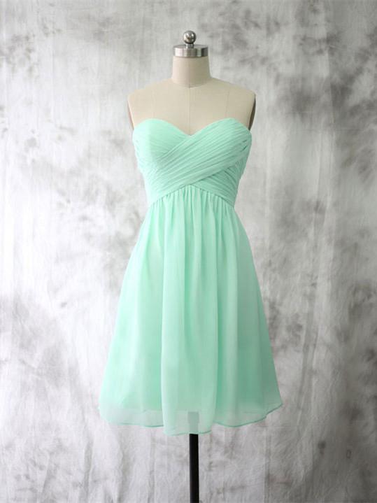 A-line Sweetheart Mini Chiffon Simple Mint Bridesmaid Dresses ABC00019