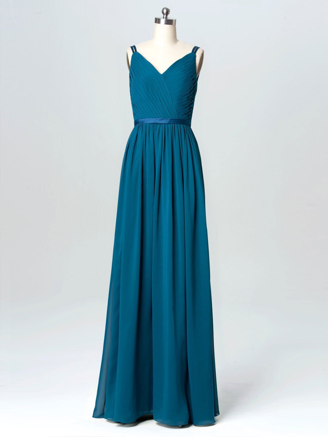 Junoesque Chiffon Spaghetti Straps Neckline Floor-length A-line Bridesmaid Dresses With Pleats BD001