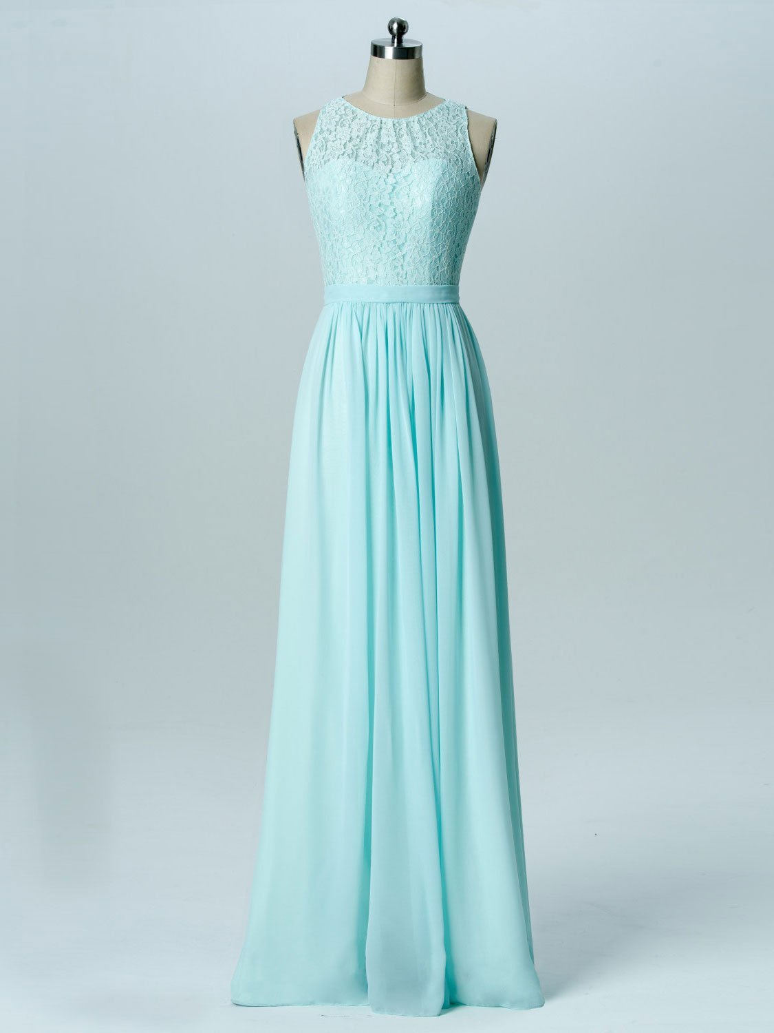 Romantic Chiffon Scoop Neckline Cut-out A-line Bridesmaid Dresses With Appliques BD002